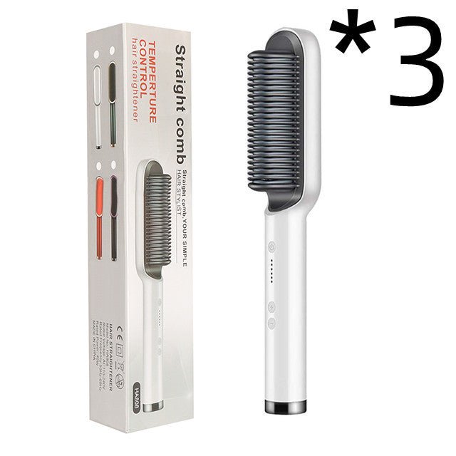 2 - in - 1 Hair Straightener & Hot Comb – Negative Ion Curling Iron Electric Hair Brush for Smooth, Frizz - Free Styling - Treasure Mementos