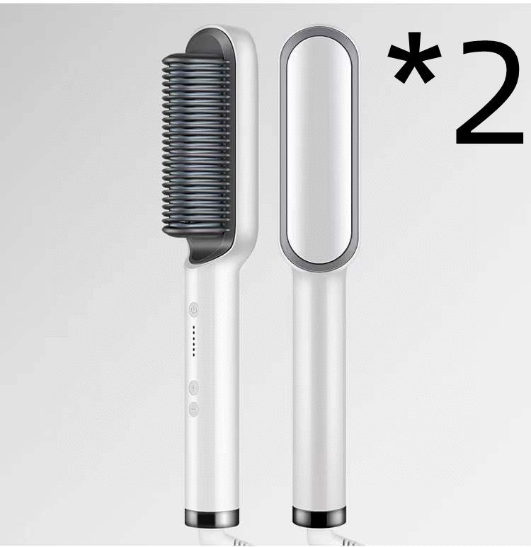 2 - in - 1 Hair Straightener & Hot Comb – Negative Ion Curling Iron Electric Hair Brush for Smooth, Frizz - Free Styling - Treasure Mementos