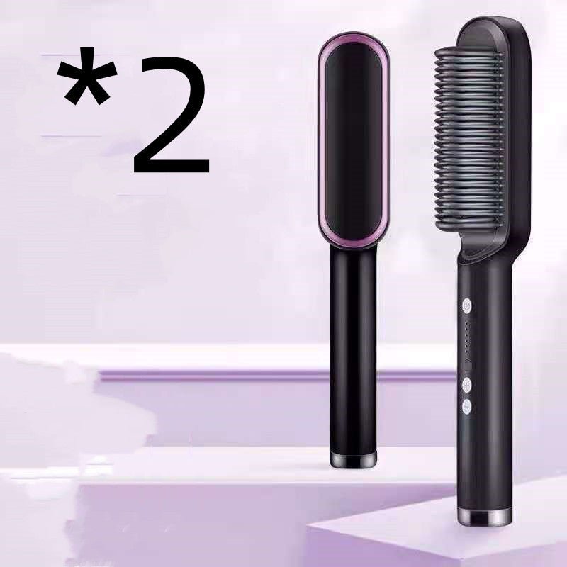 2 - in - 1 Hair Straightener & Hot Comb – Negative Ion Curling Iron Electric Hair Brush for Smooth, Frizz - Free Styling - Treasure Mementos