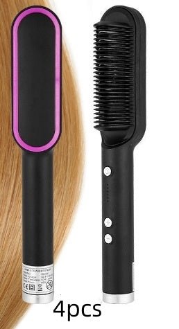 2 - in - 1 Hair Straightener & Hot Comb – Negative Ion Curling Iron Electric Hair Brush for Smooth, Frizz - Free Styling - Treasure Mementos
