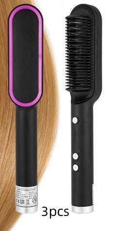 2 - in - 1 Hair Straightener & Hot Comb – Negative Ion Curling Iron Electric Hair Brush for Smooth, Frizz - Free Styling - Treasure Mementos
