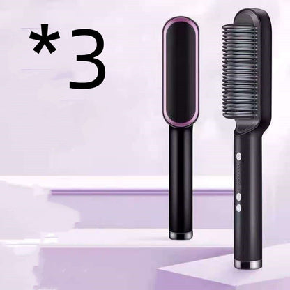 2 - in - 1 Hair Straightener & Hot Comb – Negative Ion Curling Iron Electric Hair Brush for Smooth, Frizz - Free Styling - Treasure Mementos