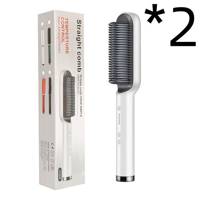 2 - in - 1 Hair Straightener & Hot Comb – Negative Ion Curling Iron Electric Hair Brush for Smooth, Frizz - Free Styling - Treasure Mementos