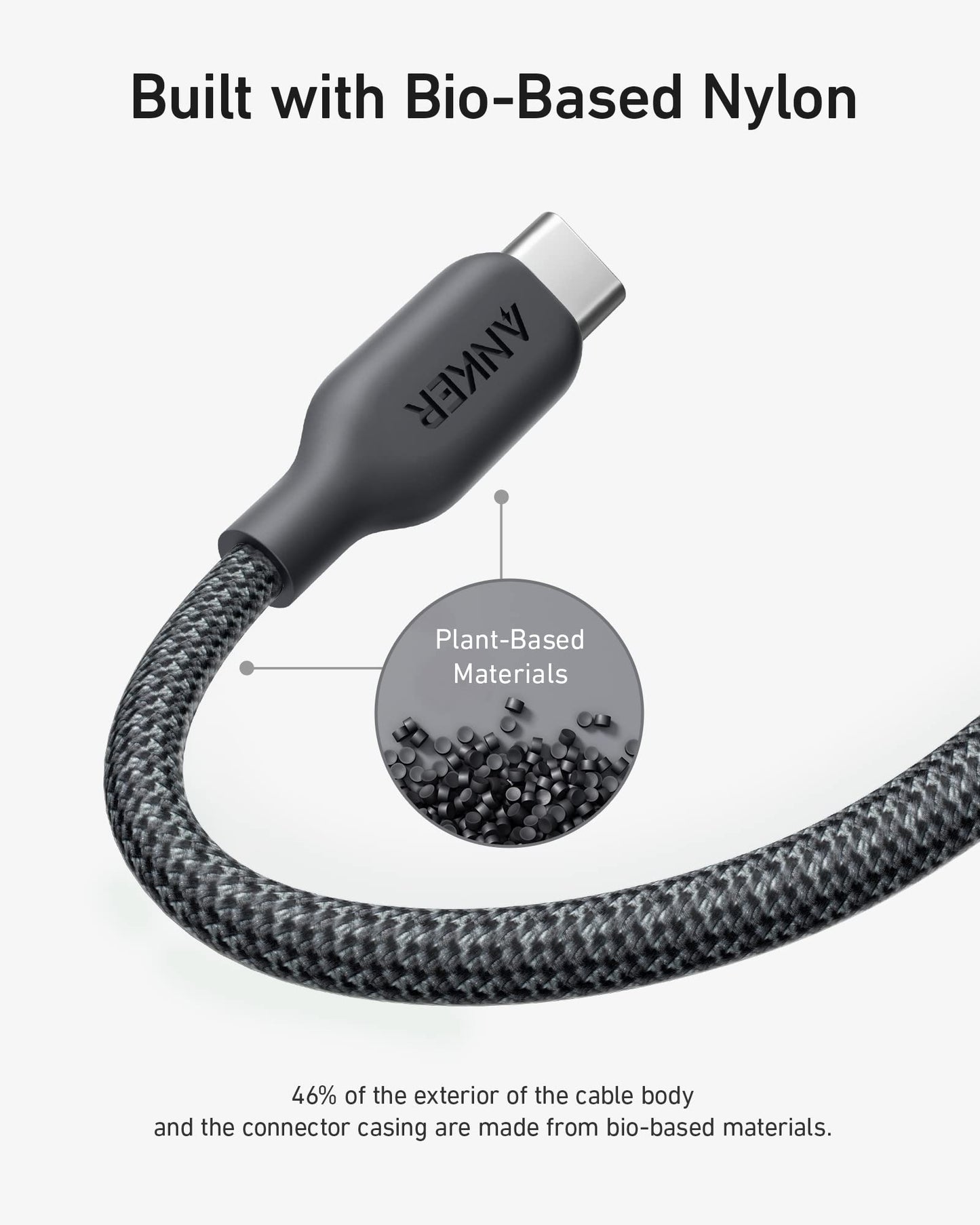 Anker USB C to USB C Cable (240W, 10 ft)  bio-based nylon