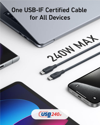 Anker USB C to USB C Cable (240W, 10 ft)  bio-based nylon