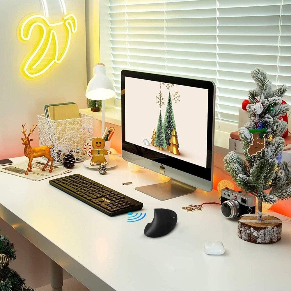 Ergonomic Wireless Vertical Mouse – USB Receiver, Adjustable DPI, 6 Buttons (Right Hand, Black) - Treasure Mementos