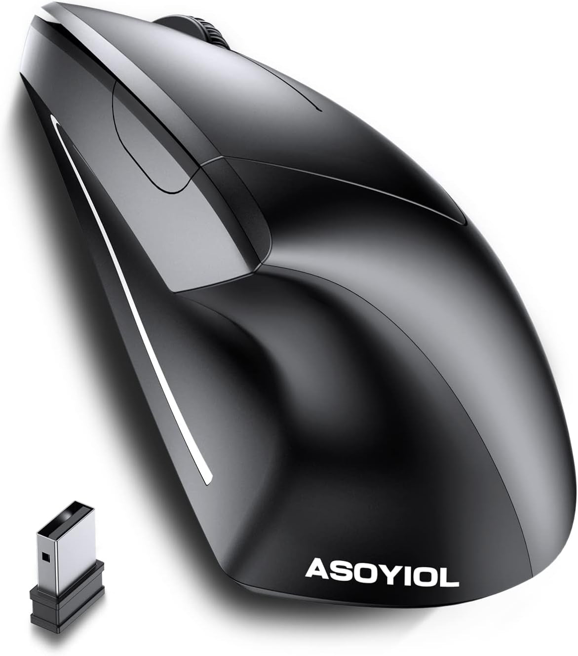 Ergonomic Wireless Vertical Mouse – USB Receiver, Adjustable DPI, 6 Buttons (Right Hand, Black) - Treasure Mementos