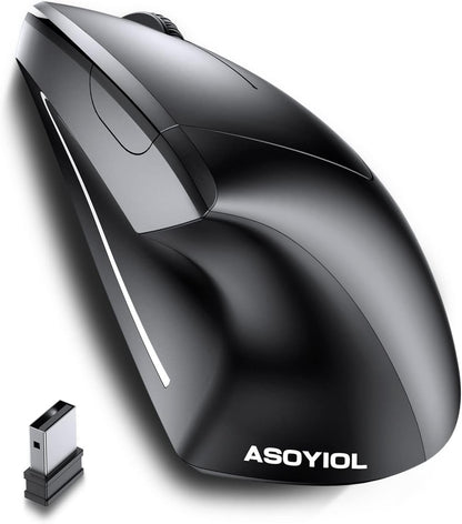 Ergonomic Wireless Vertical Mouse – USB Receiver, Adjustable DPI, 6 Buttons (Right Hand, Black) - Treasure Mementos