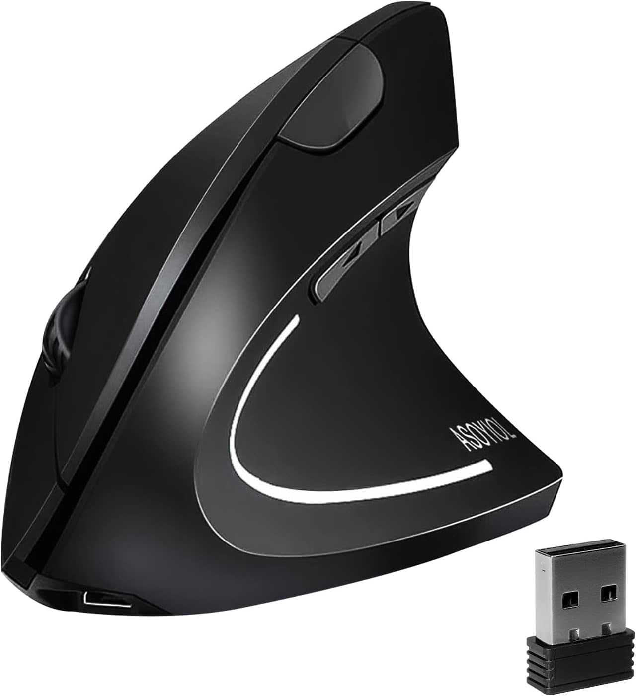 Ergonomic Wireless Vertical Mouse – USB Receiver, Adjustable DPI, 6 Buttons (Right Hand, Black) - Treasure Mementos