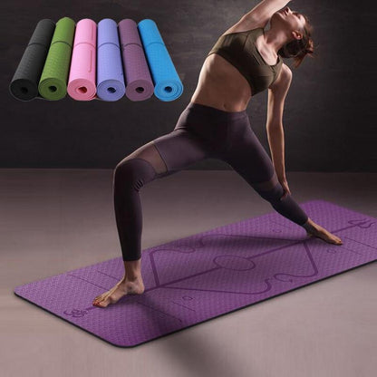 Non - Slip Yoga Mat with Alignment Lines - Treasure Mementos