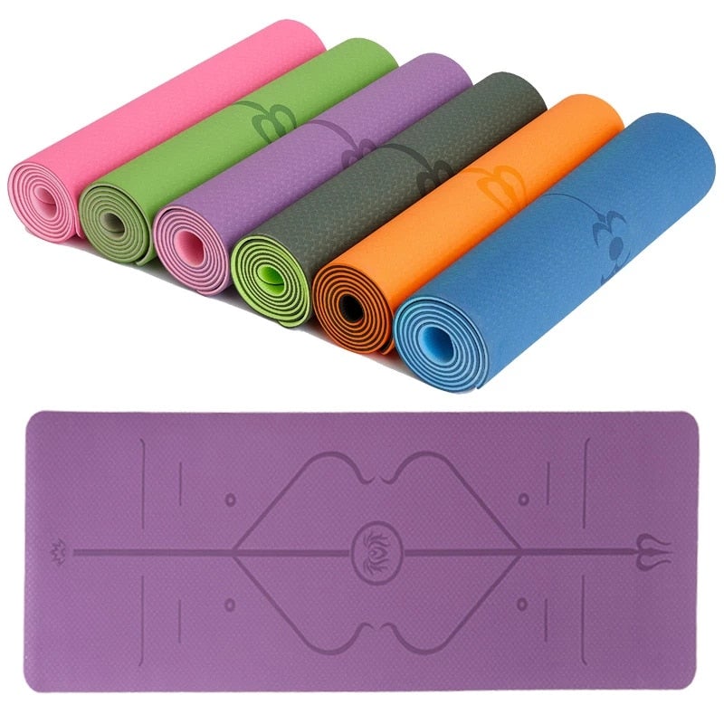 Non - Slip Yoga Mat with Alignment Lines - Treasure Mementos