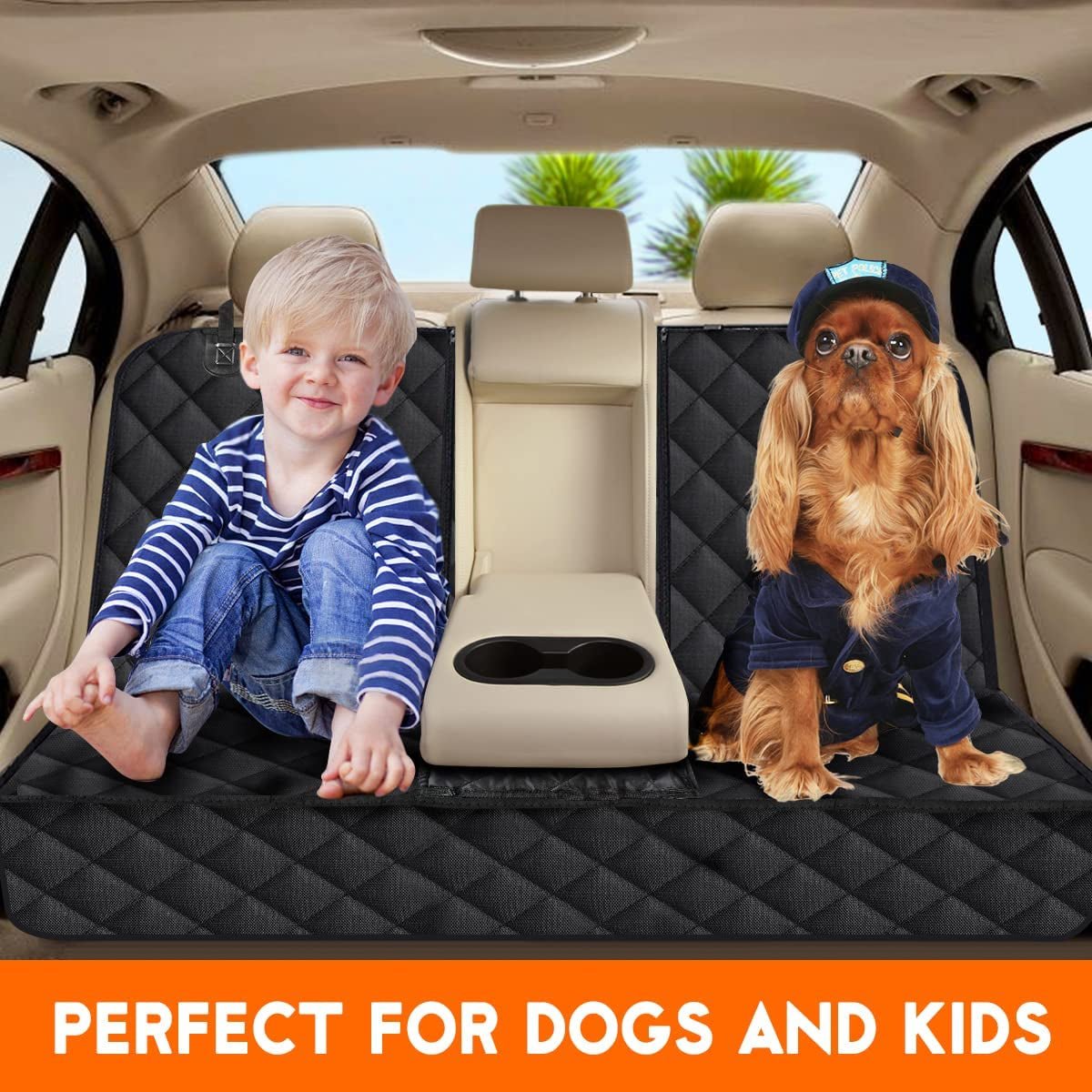 Premium Waterproof Dog Car Seat Cover - Non - Slip Back Seat Protector for Pets, Compatible with Most Vehicles - Black - Treasure Mementos