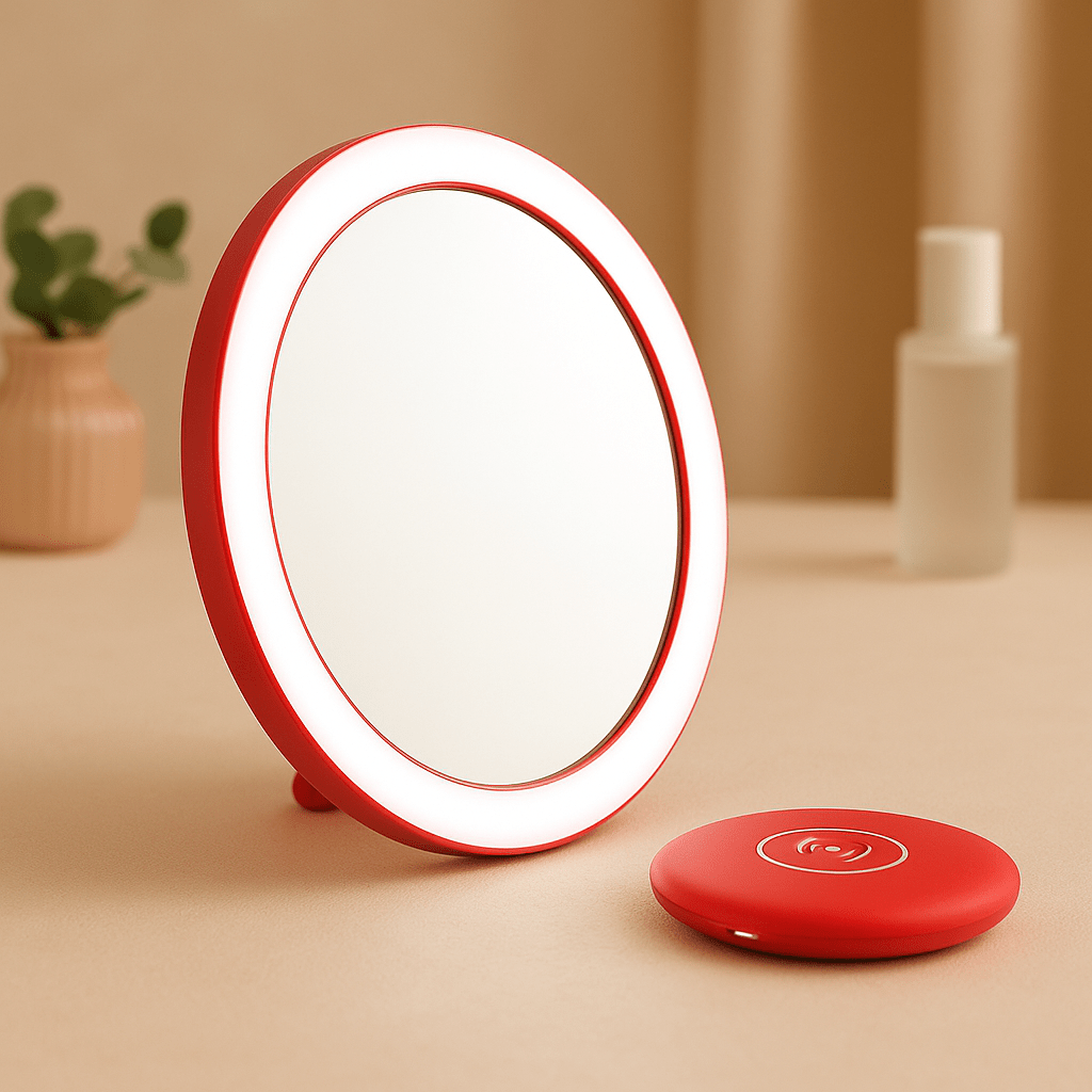 Rechargeable LED Handheld Makeup Mirror – Portable Beauty Light - Treasure Mementos