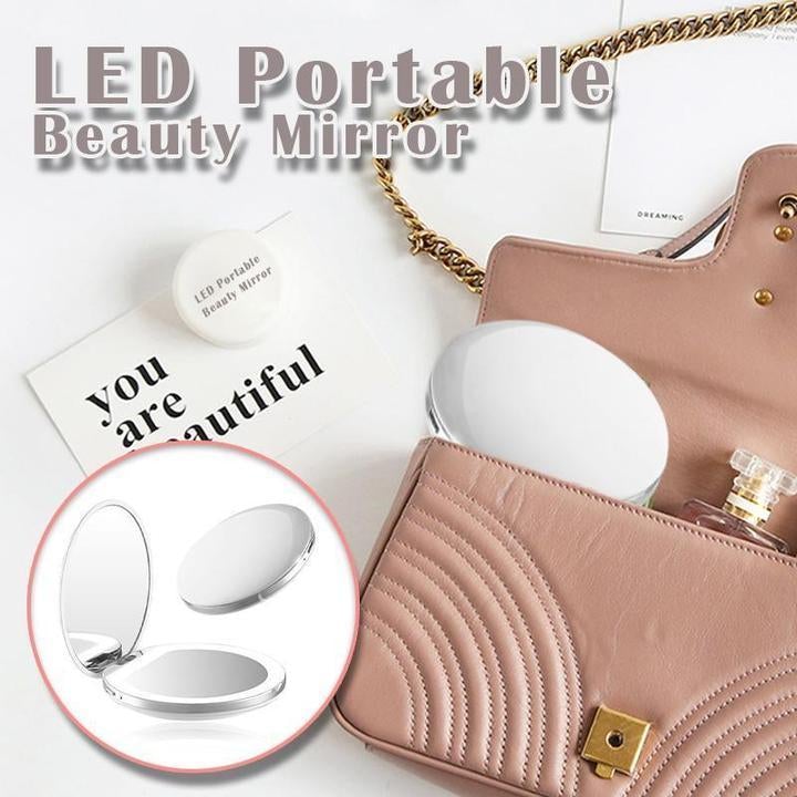Rechargeable LED Handheld Makeup Mirror – Portable Beauty Light - Treasure Mementos