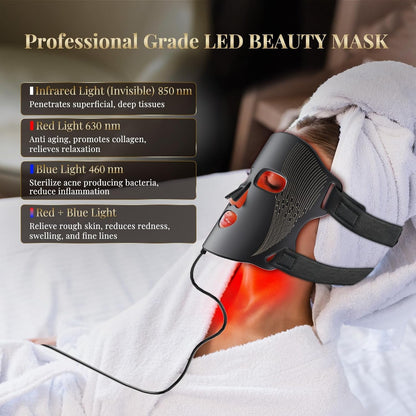 Red Light Therapy Mask – LED Facial Device for Wrinkle Reduction & Skin Tightening - Treasure Mementos